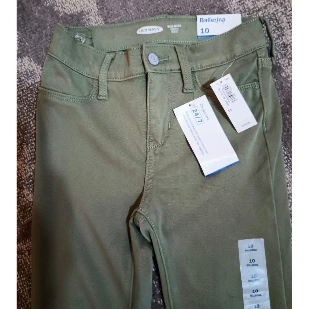 OLD NAVY Ballerina Girls Green JEGGING PANTS Size 10 Adjustable Waist (P0045B6)